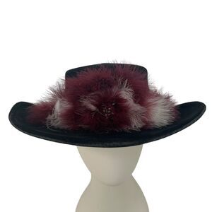 VTG Bailey U-Rollit Hat Size 7 1/8 Black Felt Western Cowboy With Feather Band